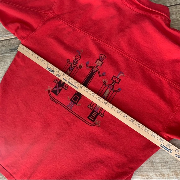 Vintage 90s Aztec cave painting design shirt - Picture 13 of 14